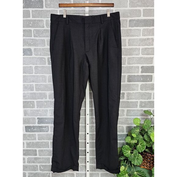 Tiger Woods Collection Black Wool Blend‎ Dress Pants Cuffed Golf Trousers 36x32 - Picture 1 of 8
